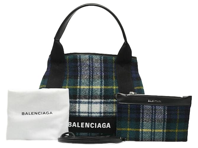 Borsa 2 in 1 Cabas XS in lana e pelle di Balenciaga Verde