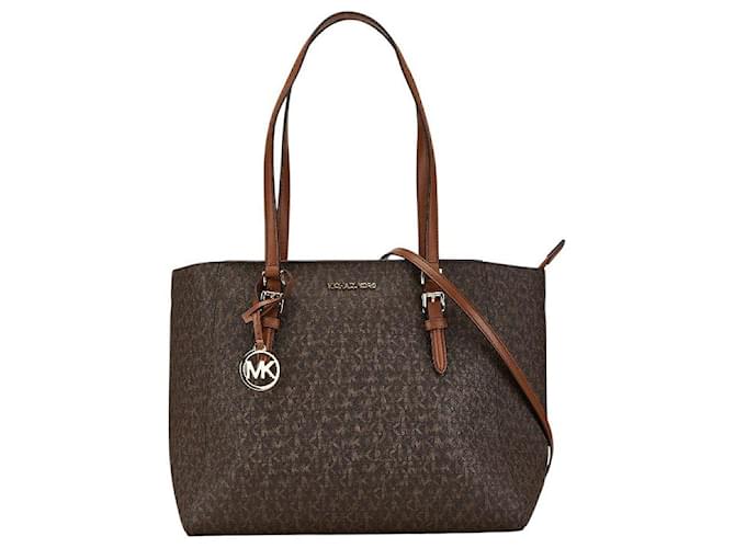 Borsa in pelle 2 in 1 Michael Kors Signature Marrone