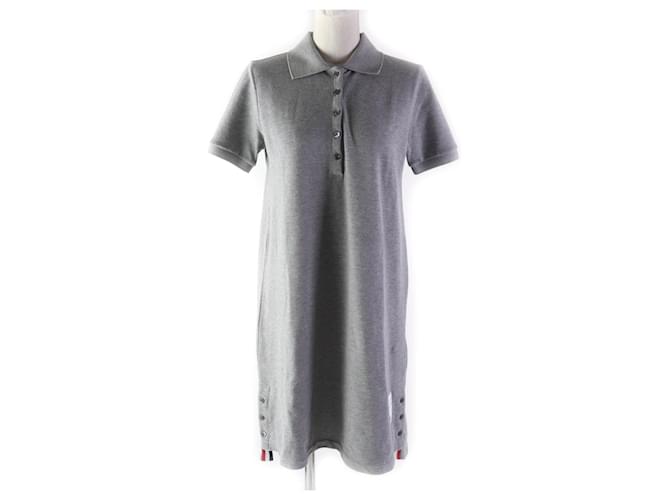 Abito polo A-line tricolore Thom Browne grigio Marrone