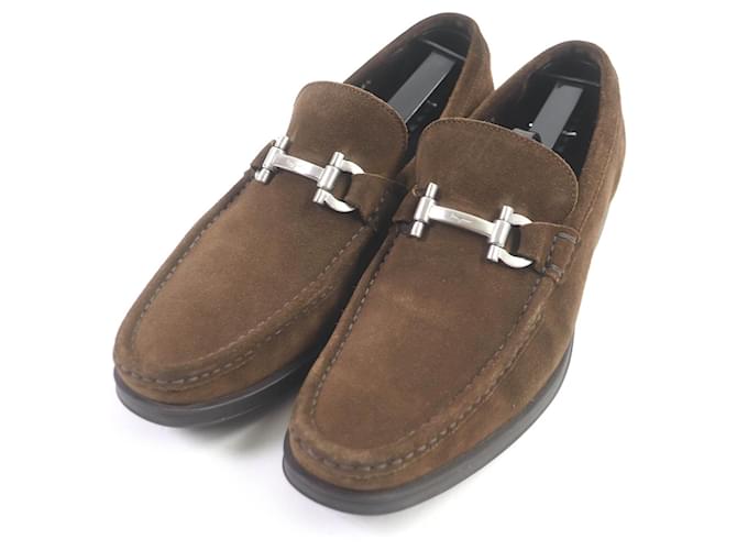 Mocassini in suede Gancini Salvatore Ferragamo marroni 6.5 Marrone