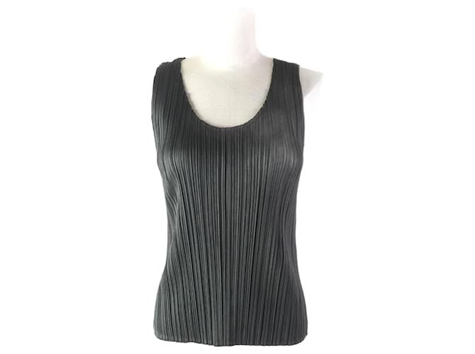 Autre Marque Top senza maniche U-neck PLEATS PLEASE grigio scuro