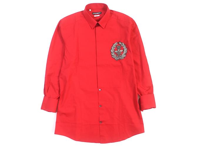 Camicia in cotone a maniche lunghe Dolce & Gabbana Rosso