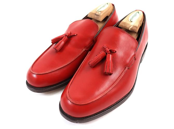 Céline Mocassini in pelle con nappine Tricker's Needles rossi 7 Rosso
