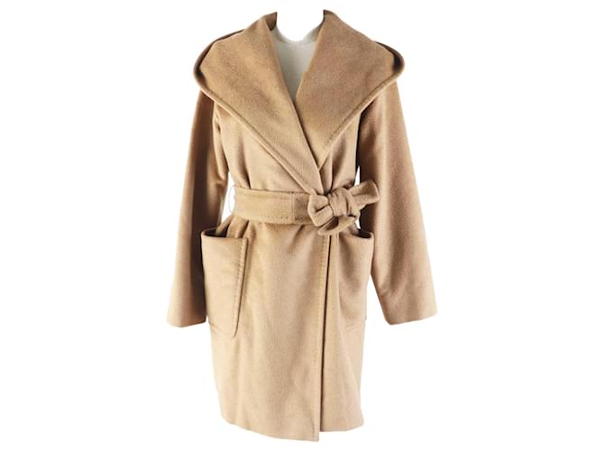 Cappotto in cammello Max Mara con cintura per donne