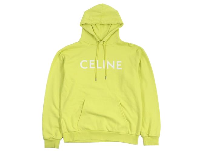 Céline Felpa con cappuccio in cotone con stampa Celine M Giallo