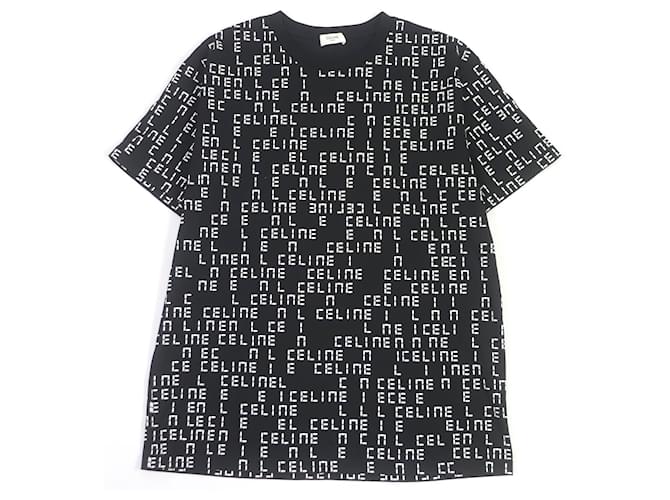 Céline T-shirt a manica corta con stampa logo Celine in cotone
