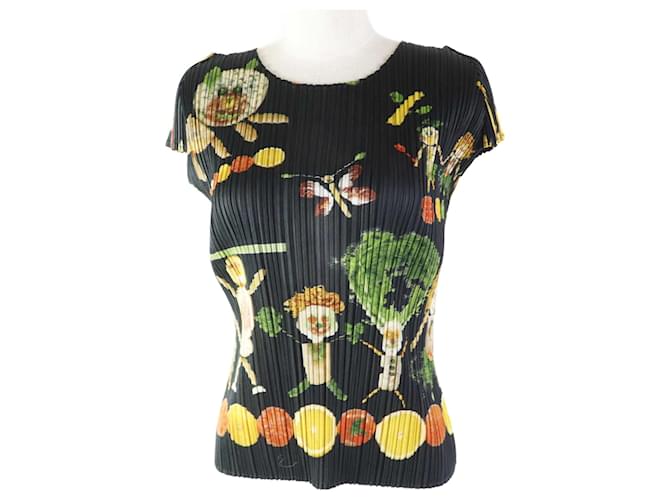 T-shirt stampata plissettata Issey Miyake nera