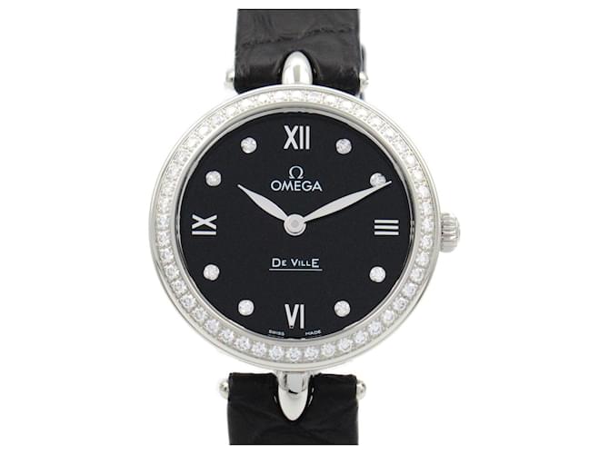 Orologio Omega De Ville Dewdrop con lunetta in diamante Nero