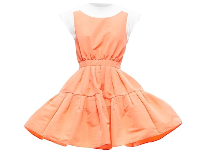 Abito in cotone trompe l'oeil in taffetà albicocca di Alexander McQueen Rosa Pesca