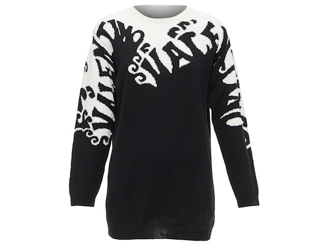 Maglione grafico in cashmere con logo Waves in intarsia di Valentino Garavani Nero