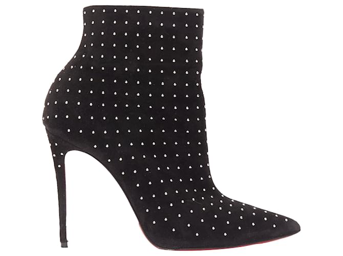 Stivale So Kate in suede con micro borchie decorate e punta affilata di Christian Louboutin Nero