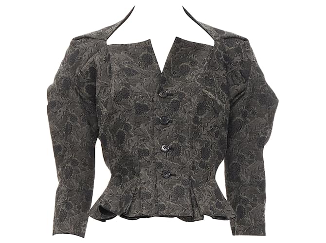 Giacca trasformabile in jacquard floreale in pizzo di Junya Watanabe Grigio