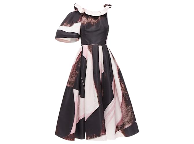 Abito asimmetrico stampato Brhstroke di Charles Arni di Alexander McQueen Nero