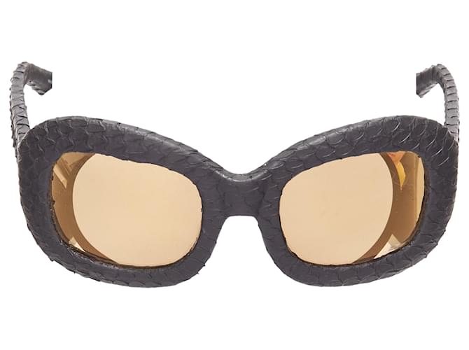 Occhiali da sole oversize riflettenti in scala opaca di Linda Farrow Nero