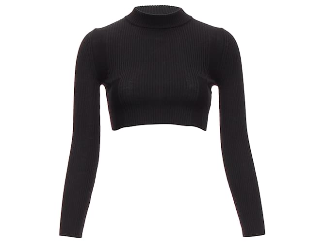 Maison Martin Margiela Top in maglia di lana a collo rotondo a coste Maison Margiela Nero