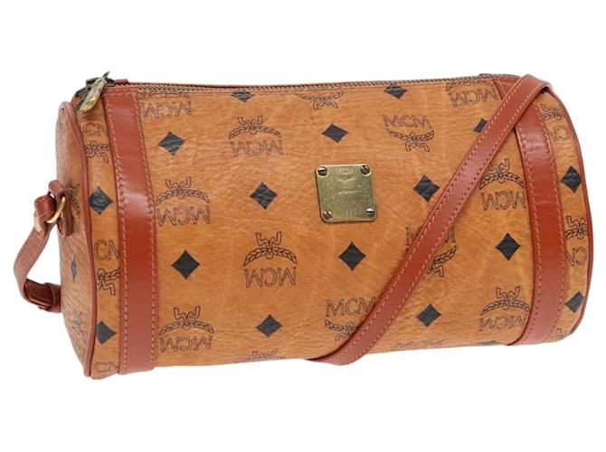 Borsa a Spalla MCM Vicetos Logogram in Pelle PVC Marrone Oro Auth 89818 D'oro