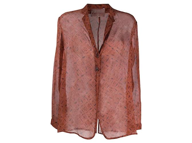 Blusa in seta marrone Romeo Gigli