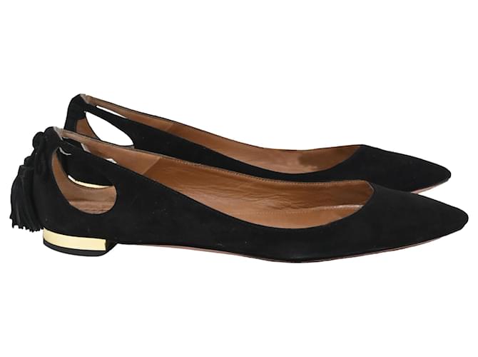 Ballerine cutout Aquazzura Forever Marilyn in suede nero