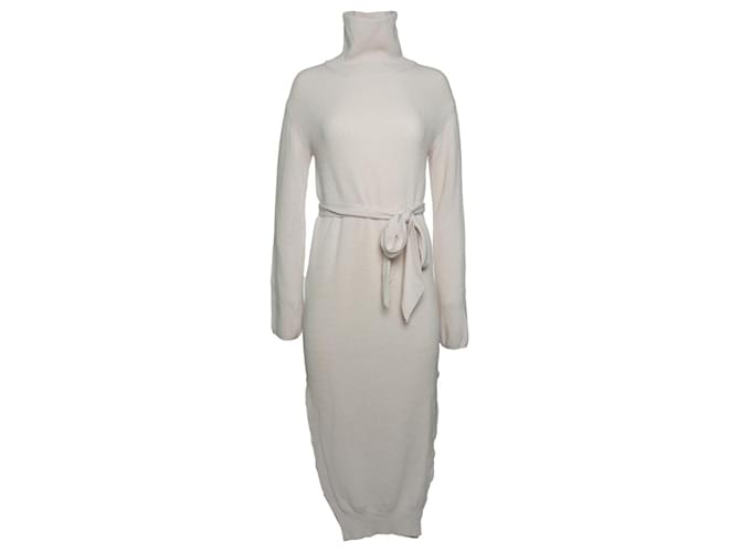 Nanushka abito maxi wrap in lana con collo alto beige Marrone