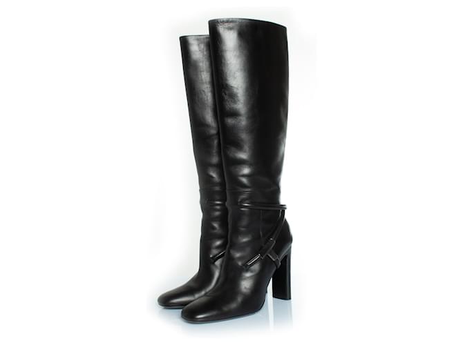 Tom Ford stivali in pelle con cinturino a T Nero