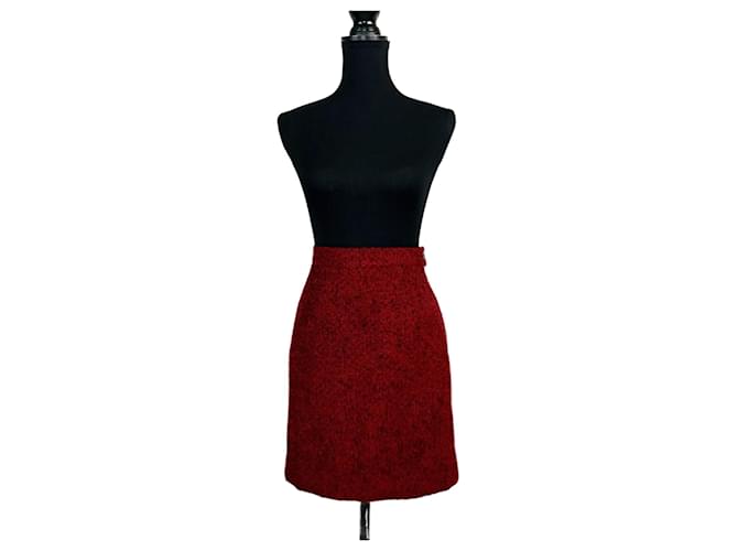 Yves Saint Laurent Gonna di lana rossa YSL Variation Rosso