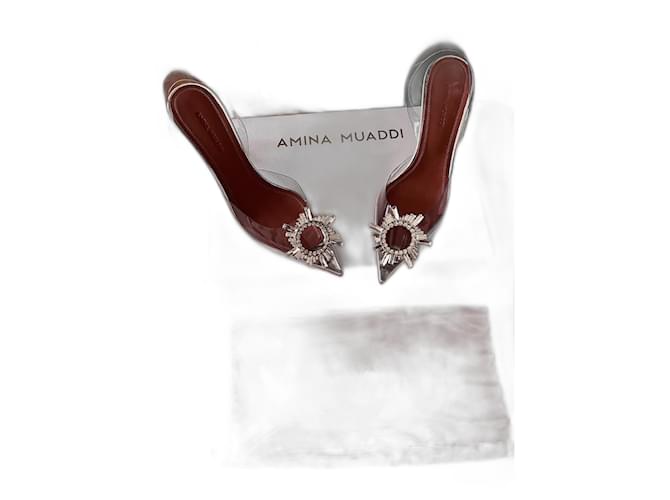 Amina Muaddi Decolte Slingback begum Grigio