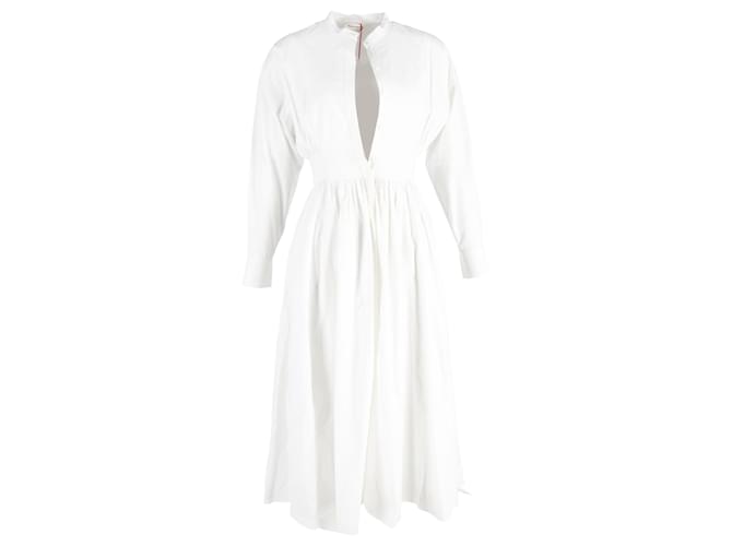 Abito camicia midi con bottoni e maniche lunghe Alexander Mcqueen in cotone bianco