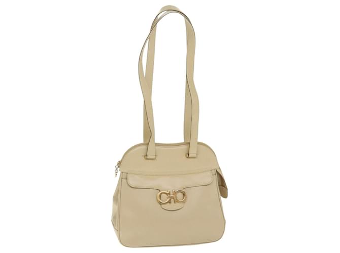 Borsa a Spalla Gancini in Pelle Beige Oro Auth 91285 di Salvatore Ferragamo D'oro