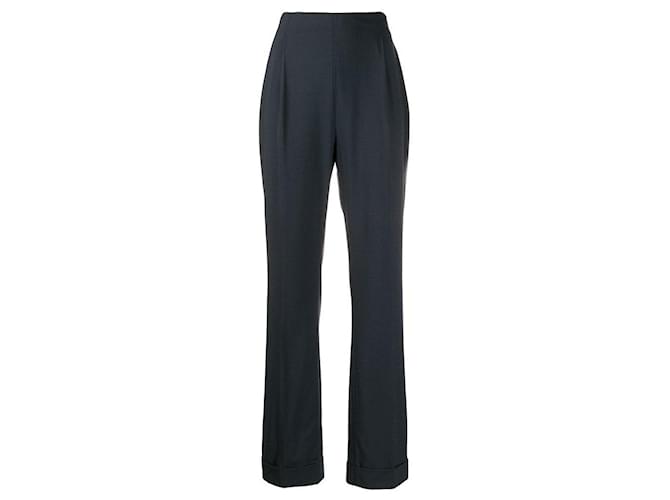 Pantaloni in lana blu scuro Romeo Gigli Bordò