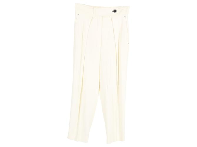 Pantaloni dritti plissettati in acetato crema Max Mara Sportmax Bianco Crudo