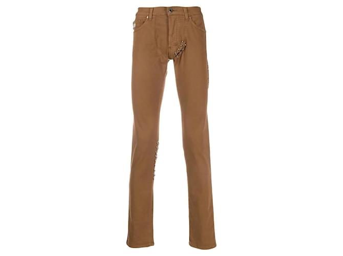 Pantaloni skinny marroni con tagli Gianfranco Ferré Marrone
