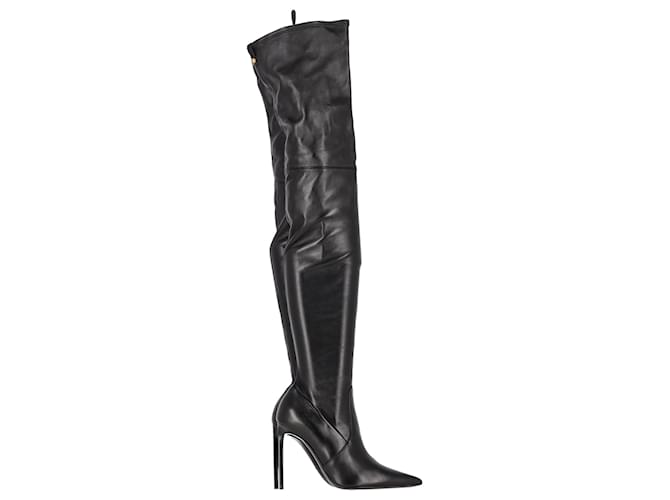 Stivali over-the-knee T Screw in pelle nera di Tom Ford Nero