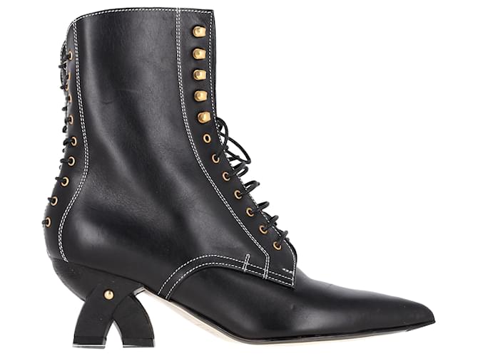 Stivali alla caviglia con lacci Loewe in pelle nera Nero