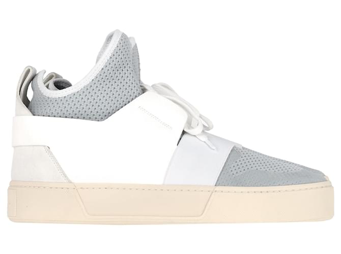 Sneaker alte stile calza Balenciaga in poliestere e pelle grigia e bianca Grigio