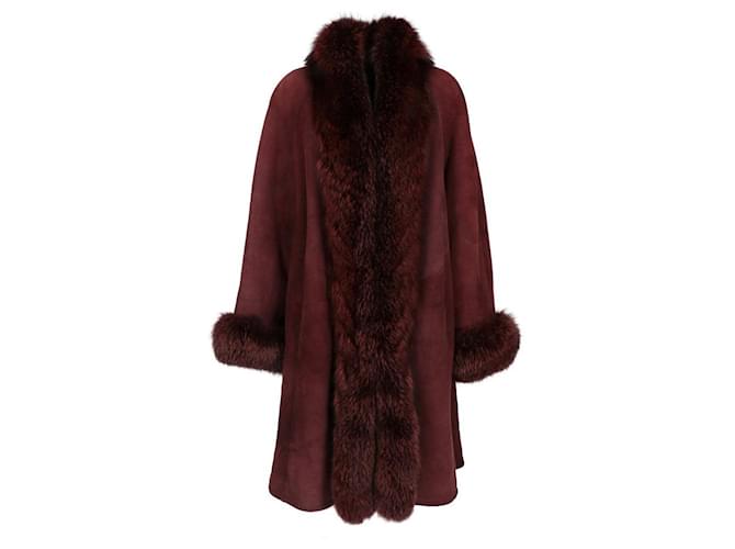 Autre Marque A.N.G.E.L.O. Vintage Cult Cappotto in pelle di pecora bordeaux Bordò
