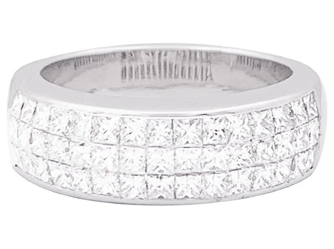 inconnue Anello pavé in oro bianco, diamanti principessa.