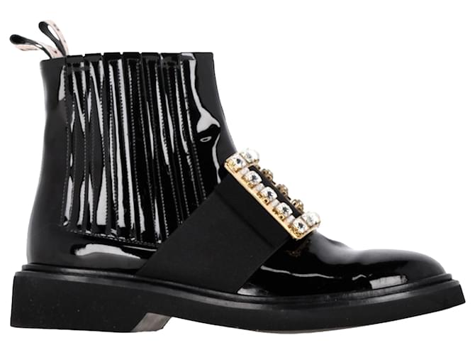 Stivaletti Chelsea Viv Rangers di Roger Vivier in pelle verniciata nera Nero
