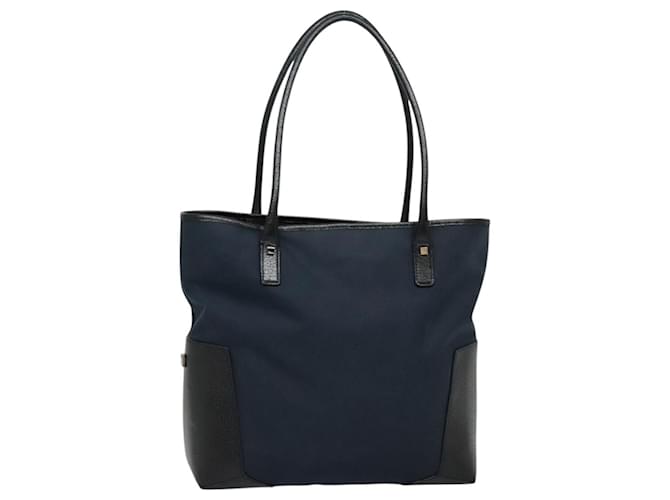 Borsa tote Salvatore Ferragamo in tela blu navy argento autentica bs18544