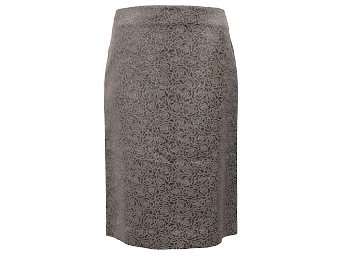 Gonna a matita midi a vita alta con stampa floreale Etro in viscosa beige