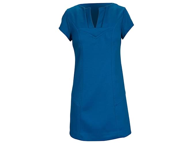 Abito mini a maniche corte Valda in lana blu di Diane Von Furstenberg