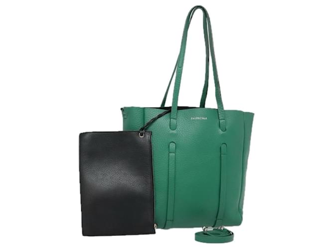 Borsa tote in pelle BALENCIAGA 2 in 1 verde argento autentica ep5837