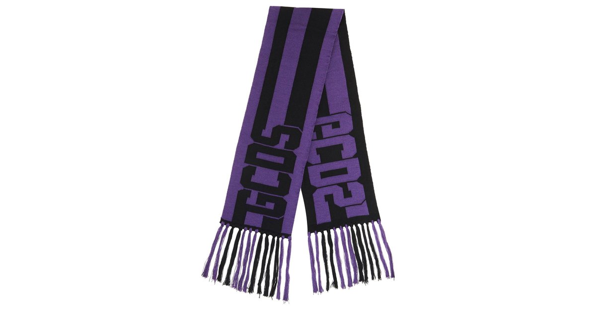 GCDS Sciarpa unisex con logo Nero Porpora