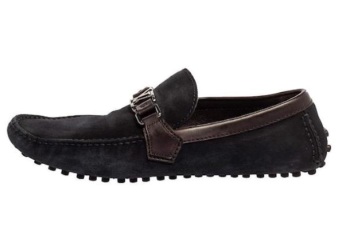 Montsouris Mocassini Hockinham in suede blu/marrone Louis Vuitton
