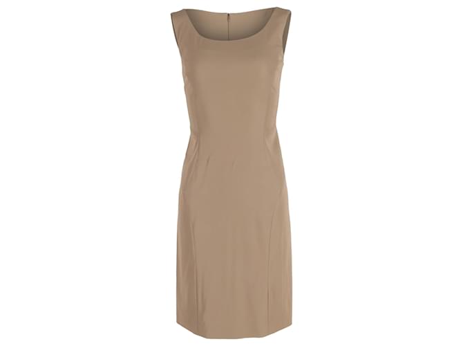 Abito senza maniche a pannelli in lana marrone di Alberta Ferretti