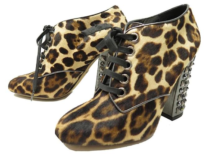 NUOVE SCARPE DOLCE & GABBANA BOTTINES HARAKO 38 IN PELLE DI LEOPARDO Beige