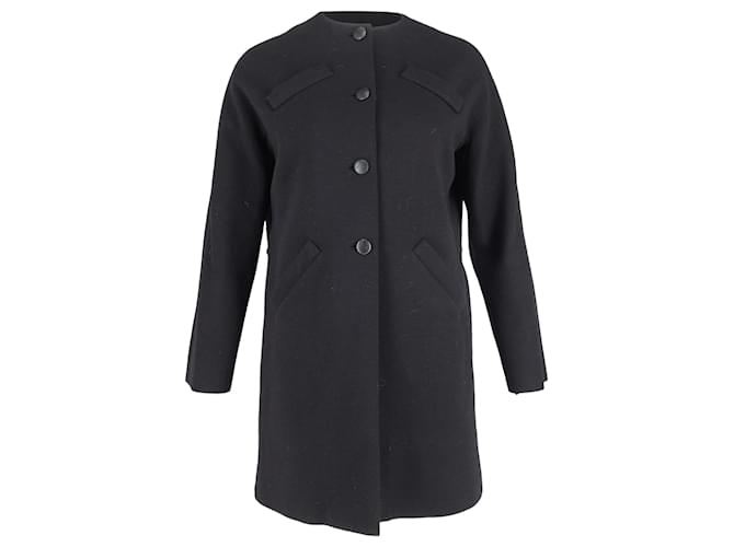 Cappotto d'archivio Balenciaga degli anni 60 in lana vergine nera Nero