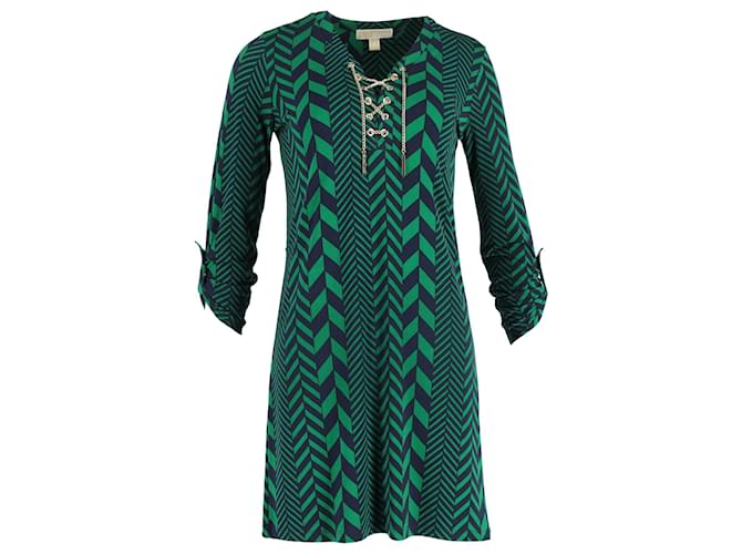 Abito in poliestere verde con dettagli a catena Michael Michael Kors