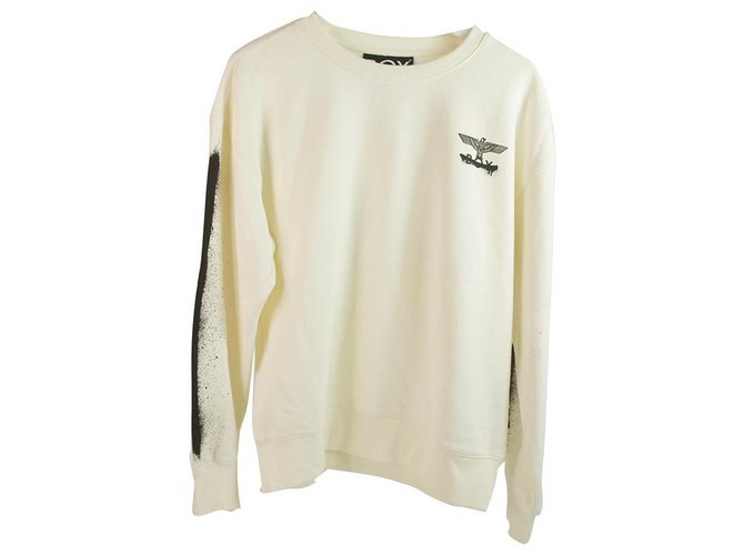 Autre Marque Felpa BOY London bianco sporco con vernice spray Nero Crudo
