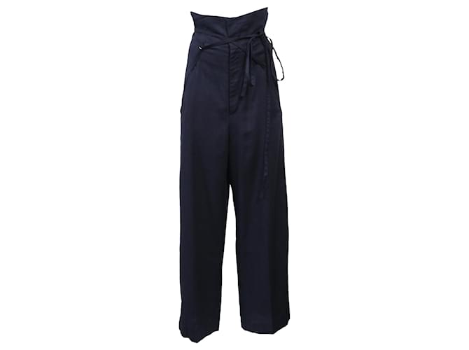 Pantaloni larghi tessuti Jacquemus Novio in viscosa blu navy