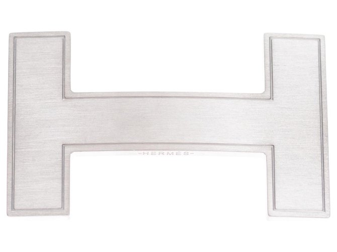 Fibbia Hermès modello "Quizz" in metallo spazzolato argento
